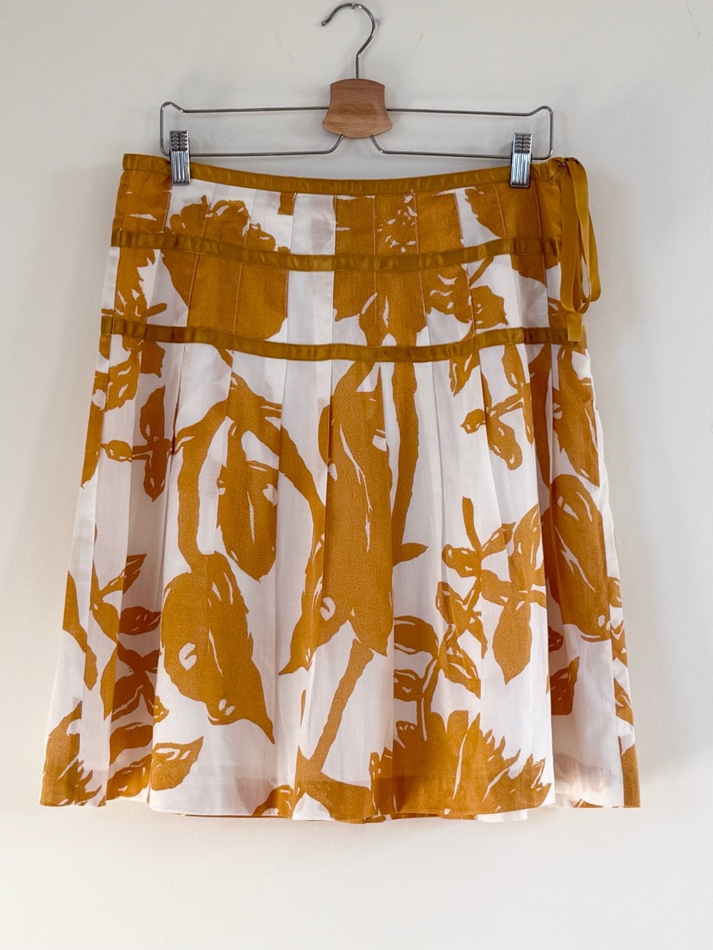 GAP Classic Retro Cottagecore Abstract Floral Pleated Cotton Midi Skirt Size 8